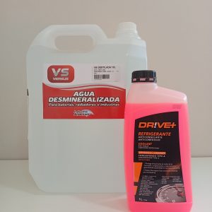 COMBO Agua Desmineralizada ¨VERSUS¨ x 10lts + Líquido Refrigerante Rosado Orgánico "DRIVE+" x 1lt