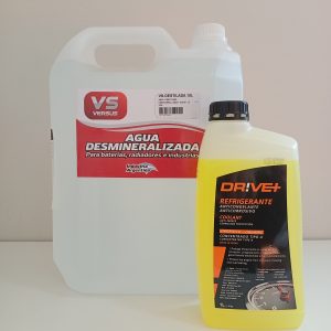 COMBO Agua Desmineralizada ¨VERSUS¨ x 10lts + Líquido Refrigerante Amarillo Orgánico "DRIVE+" x 1lt