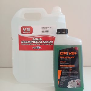 COMBO Agua Desmineralizada ¨VERSUS¨ x 10lts + Líquido Refrigerante Verde Orgánico "DRIVE+" x 1lt